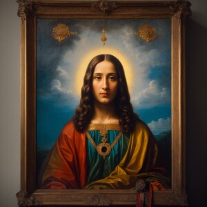 An oil painting that renders an image similar to the Crist Salva...