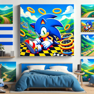 Create an image of Sonic the Hedgehog from the film adaptation,...