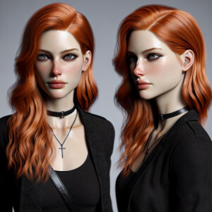 Photorealistic image. Ginger haired, fair skinned,  female, avat...