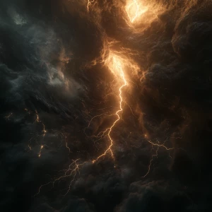 Terrible thunderstorm with lightning and rain and a tornado, int...