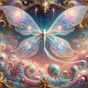 A dazzling rococo-inspired creature, reminiscent of an otherworl...