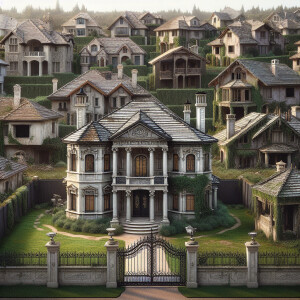 My scene of a neighborhood a very expensive homes, amongst the h...