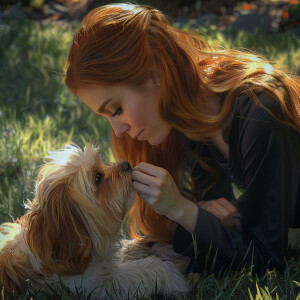 Photorealistic image, high resolution. Light ginger haired femal...