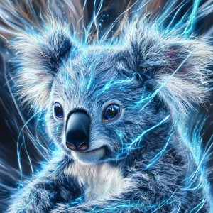 Create an Afrofuturist-inspired artwork featuring an alien koala...