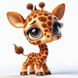 Baby giraffe with white background