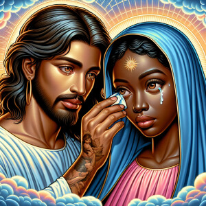 Ensure that the image distinctly represents both Jesus Christ an...