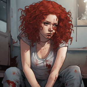 Create a poignant graphic novel-style illustration depicting a y...