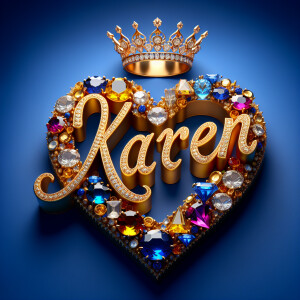 VCraft a 3-D image showcasing the name 'KAREN' in a luxurious go...