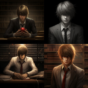 Create 1 full portrait of Light Yagami from Death Note
