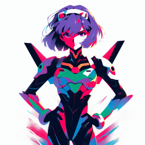 1990s anime screencap, girl a plugsuit, standing with hands on h...