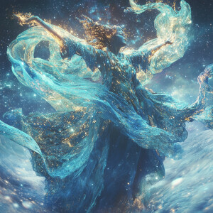 A hyper-realistic, cinematic portrayal of Pisces as a Celestial...