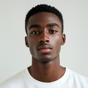 African American man, 21 years old, dark skin, clean-shaven, ski...