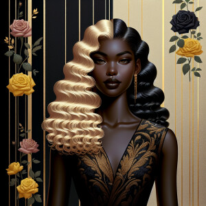 Create a vertical 3-D portrait of a light-skinned African-Americ...