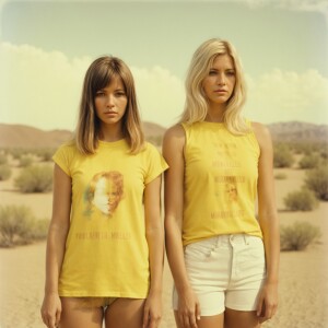 Faded color photograph from the late sixties of two naturally go...