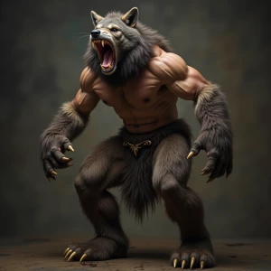 Werewolf muscle hairy guy showing offbulge release