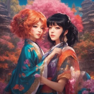 expressive eyes, perfect face,detailed body, Long black hair, da...