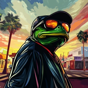 MEME PEPE in GTA art style — — in the style of a Grand Theft Au...