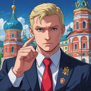 putin, anime art style