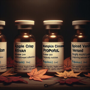 4 pharmacy vial with fall and spooky vibes. The first vial shoul...