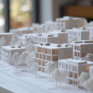 3D printed scale model of a housing development