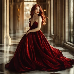 A breathtakingly beautiful young woman with flowing, cascading d...