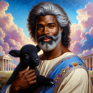 Oil painting of an African-American man resembling Jesus Christ,...