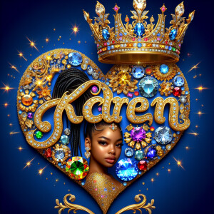 VCraft a 3-D image showcasing the name 'KAREN' in a luxurious go...