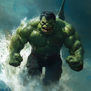 Jaws reimagined as the hulk hybrid