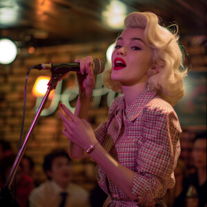 A Marilyn Monroe look-alike blonde performing in a captivating m...