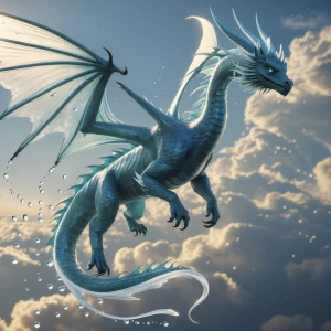 An elegant dragon soaring through the sky, composed entirely of...