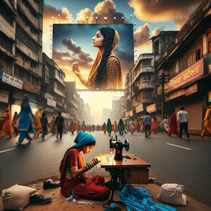 A young Punjabi woman from a low-income background sitting on a...