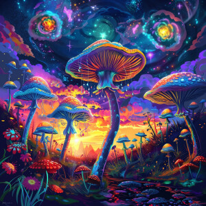 Mushrooms, beautiful landscape, smooth, intricate, elegant, digi...