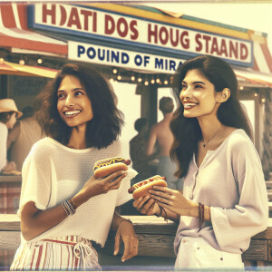 Create a faded color film photograph from 1971 of two gorgeous w...