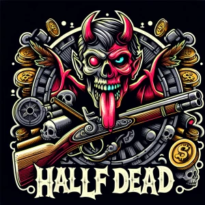 Create a highly detailed, graphic-designed brand logo with a hor...