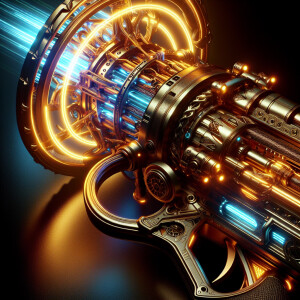 A neon colors  golden futuristic halo weapon