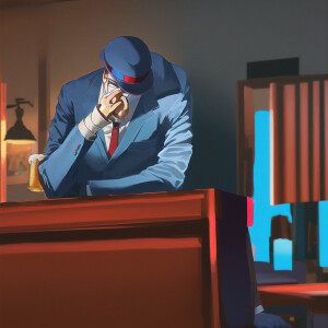 Invisible man wearing a blue or red suit, hat and tie, his face,...
