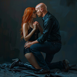 A photorealistic high resolution image. Light ginger haired fema...