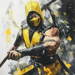 Design an original fan art depiction of the character Scorpion f...