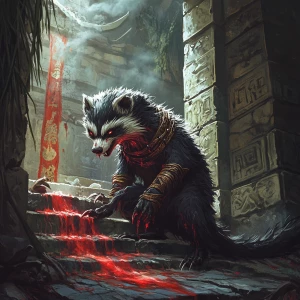 Within an ancient, decrepit temple shrouded by bamboo, a demon a...