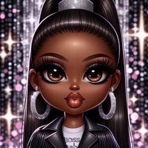 Visualize a delightful chibi-style illustration of an African Am...