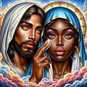 Ensure that the image distinctly represents both Jesus Christ an...