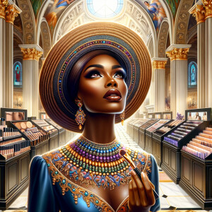 Create an airbrush oil painting of an African American woman wit...
