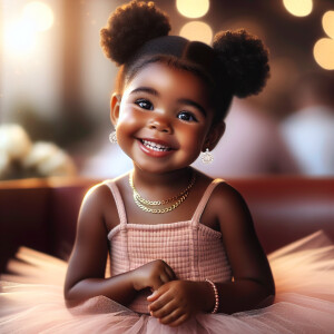 Create a Digital illustration of a 3-year-old African American g...