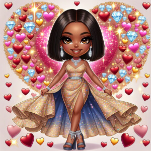 Enhance the romantic and playful heart-shaped background by addi...