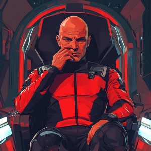 A bald, middle-aged man with a serious expression, dressed in a...