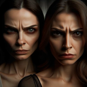 Two women, one with white skin and one with brown skin, both dis...