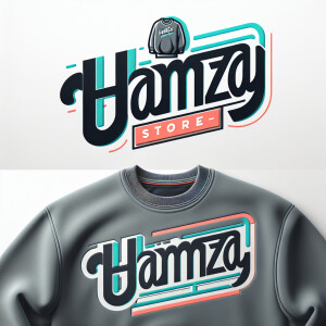 Create a realistic logo with the text "HAMZA STORE" and a pictur...