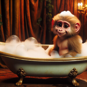 Cute Baboon-Boy Hybrid taking A bath 🛁 in a Tub