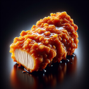 A crispy fried piece of chicken breast