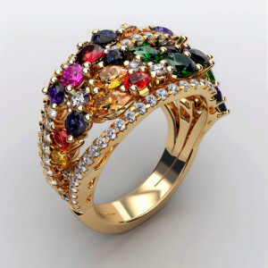 Design a breathtakingly beautiful ring adorned with an array of...